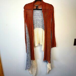 Love Stitch Asymmetric Hemline Loose Knit Mohair Blend Cardigan Size L